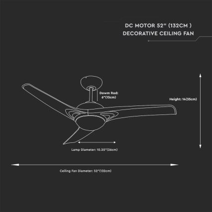 LED mennyezeti ventilátor LED/15W/230V 3000/4000/6400K + távirányító