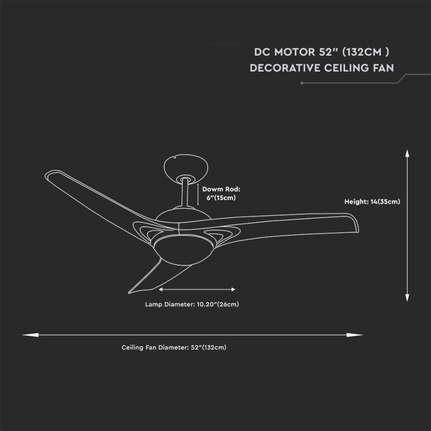 LED mennyezeti ventilátor LED/15W/230V 3000/4000/6400K + távirányító