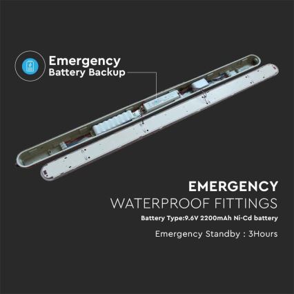 LED műszaki fénycsöves lámpa vészhelyzeti modullal EMERGENCY LED/36W/230V 4000K 120cm IP65