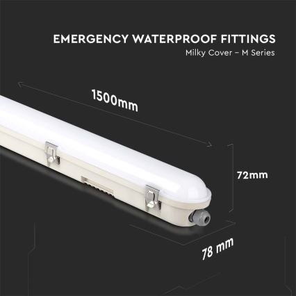 LED technikai fénycsöves lámpatest vészhelyzeti modullal EMERGENCY LED/48W/230V 6500K 150cm IP65