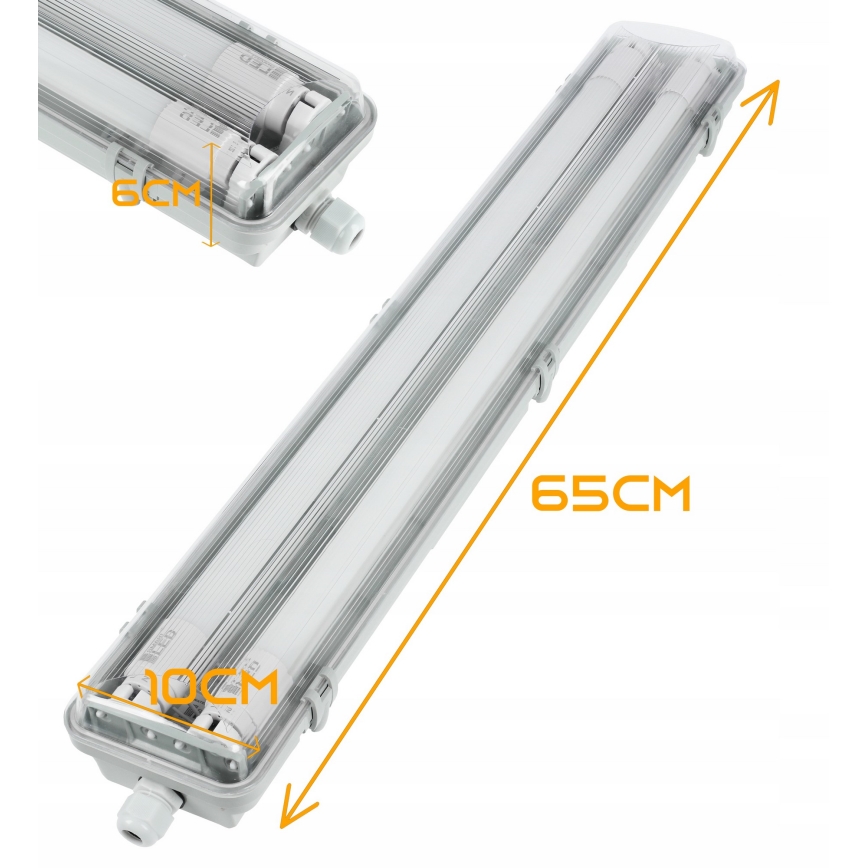 LED műszaki fénycsöves lámpatest T8 2xG13/10W/230V 6000K 60 cm IP65 fehér
