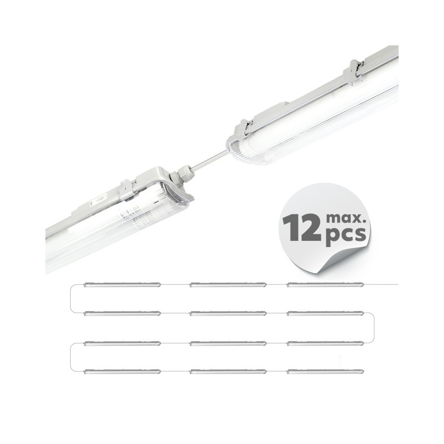 LED műszaki fénycsöves lámpatest T8 2xG13/18W/230V 6500K IP65 127 cm