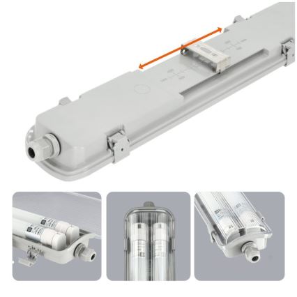 LED műszaki fénycsöves lámpatest T8 2xG13/18W/230V 6500K IP65 127 cm