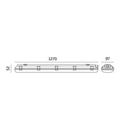 LED műszaki fénycsöves lámpatest T8 2xG13/18W/230V 6500K IP65 127 cm
