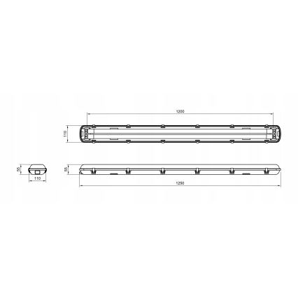 LED műszaki fénycsöves lámpatest T8 2xG13/20W/230V 6500K 120 cm IP65 fehér