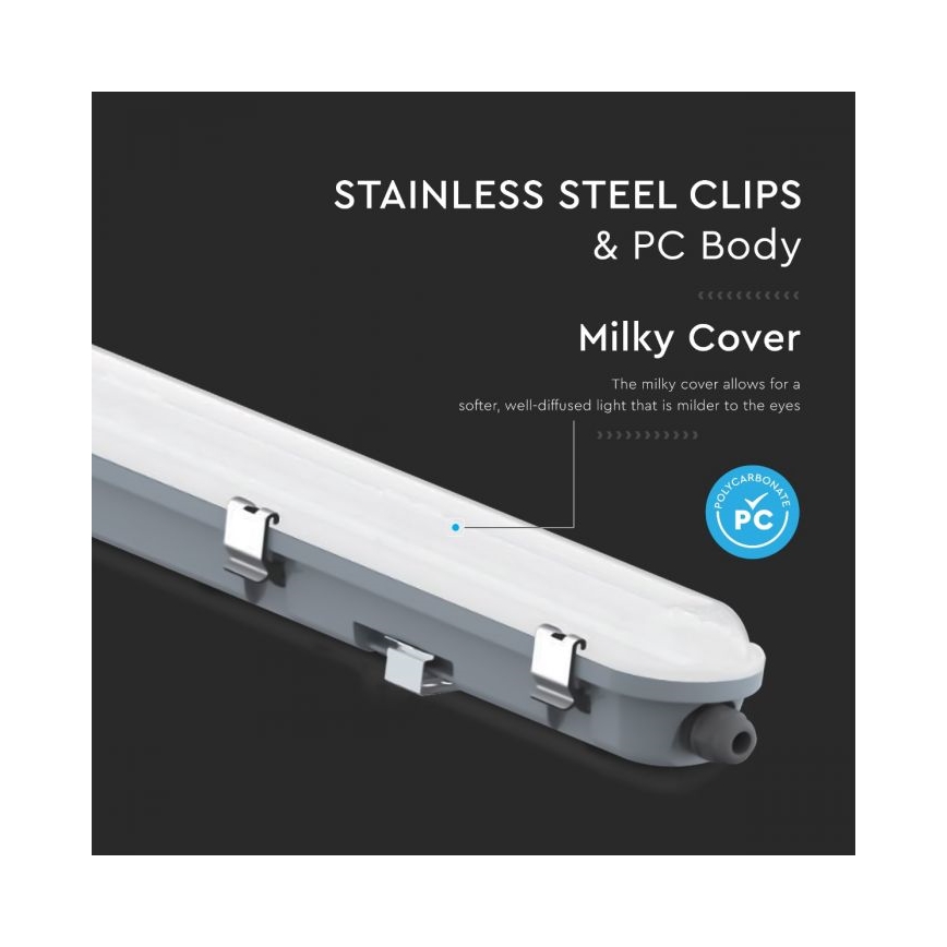 LED műszaki fénycsöves lámpatest vészvilágítási modullal LED/48W/230V 6500K IP65 2200 mAh 150 cm