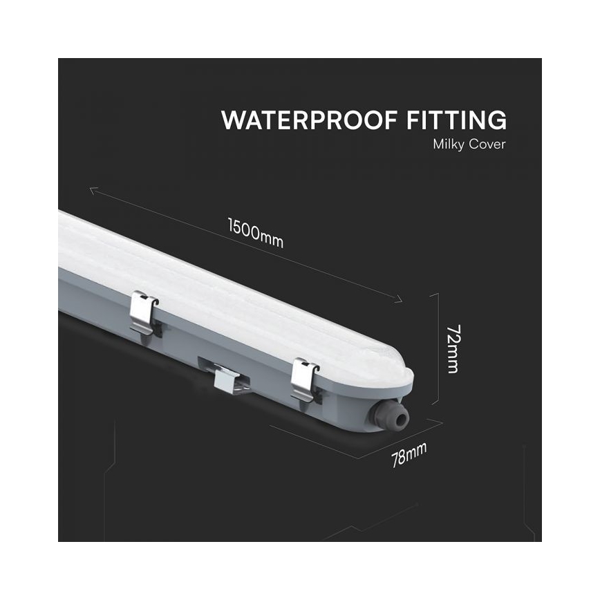 LED műszaki fénycsöves lámpatest vészvilágítási modullal LED/48W/230V 6500K IP65 2200 mAh 150 cm