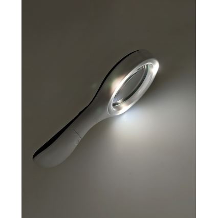 LED nagyító 3× nagyítás, LED háttérvilágítással, 3 W, 2× AAA, IP22