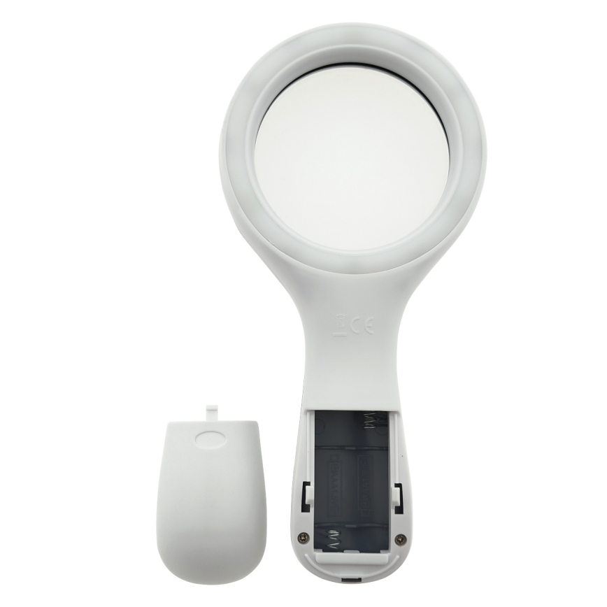 LED nagyító 3× nagyítás, LED háttérvilágítással, 3 W, 2× AAA, IP22