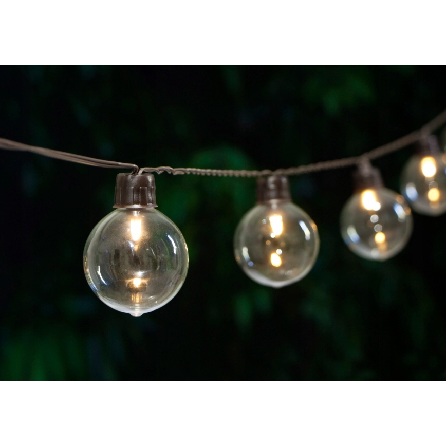 LED napelemes dekorációs fényfüzér, 30 LED, 8 üzemmód, 500 mAh, 10,6 m, IP67, meleg fehér