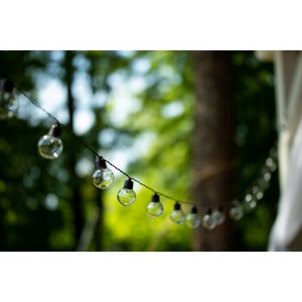 LED napelemes dekorációs fényfüzér, 30 LED, 8 üzemmód, 500 mAh, 10,6 m, IP67, meleg fehér