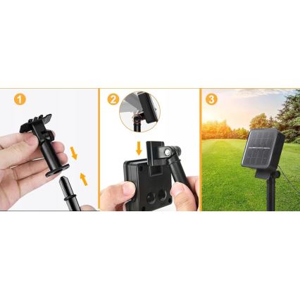 LED napelemes dekorációs fényfüzér, 30 LED, 8 üzemmód, 500 mAh, 10,6 m, IP67, meleg fehér