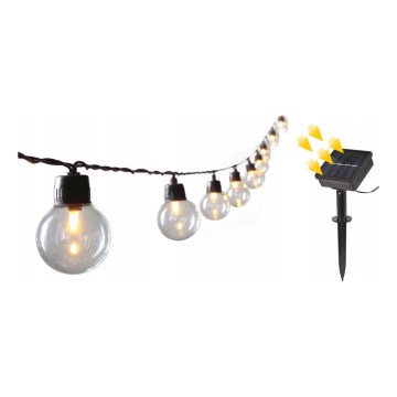 LED napelemes dekorációs fényfüzér 30xLED/8 üzemmód 500 mAh 10,6 m IP67 meleg fehér