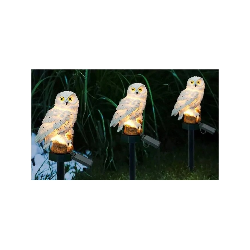 LED napelemes dekorációs lámpa szenzorral, 6xLED/1,2V, 3000K (meleg fehér), 40 cm, 600 mAh, IP44 — bagoly