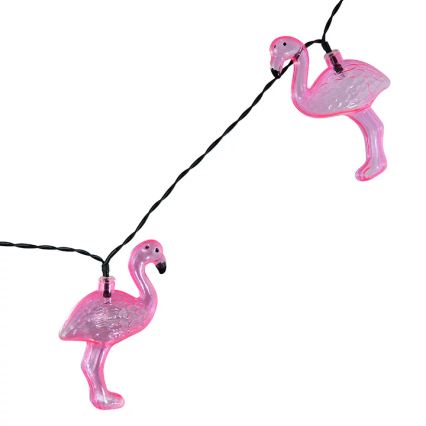 LED Napelemes dekorációs fényfüzér 10xLED/1,2V 300 mAh 3,8 m IP44 flamingó
