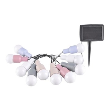LED napelemes dekorációs lánc PASTEL 10xLED/1,2V 300 mAh 3,8 m IP44