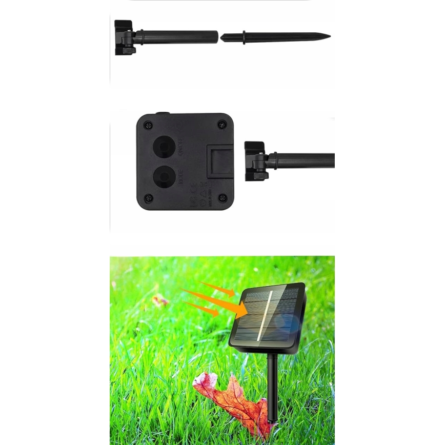 LED napelemes díszfüzér 30xLED/8 üzemmód 500 mAh 6,5 m IP67 meleg fehér