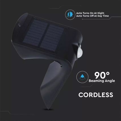 LED Napelemes érzékelős fali lámpa LED/1.5W/3,7V IP65 1200 mAh