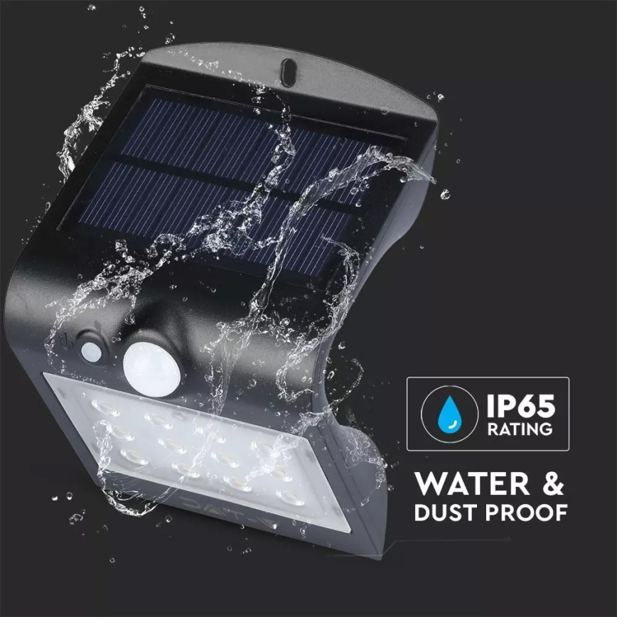 LED Napelemes érzékelős fali lámpa LED/1.5W/3,7V IP65 1200 mAh