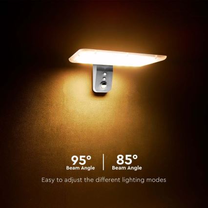 LED Napelemes érzékelős fali lámpa LED/15W/3,2V 4000K/6000K IP65 6000 mAh fehér