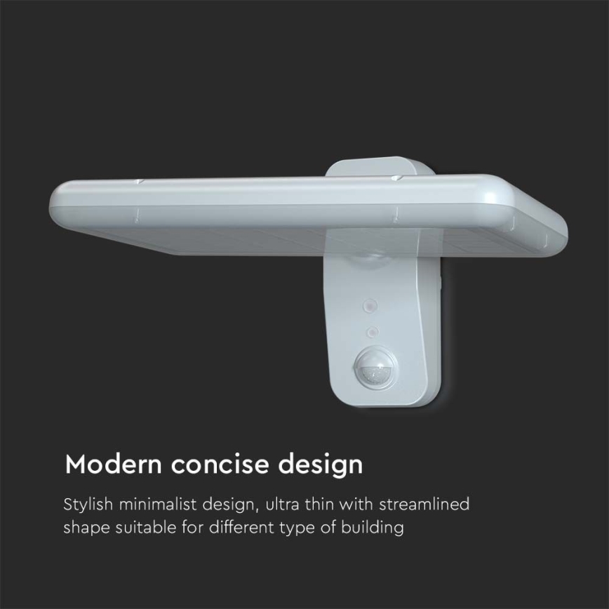 LED Napelemes érzékelős fali lámpa LED/15W/3,2V 4000K/6000K IP65 6000 mAh fehér