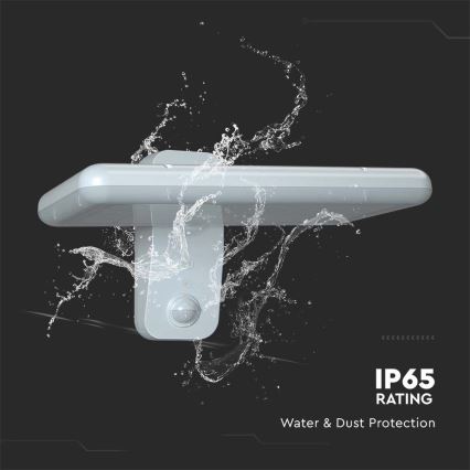 LED Napelemes érzékelős fali lámpa LED/15W/3,2V 4000K/6000K IP65 6000 mAh fehér