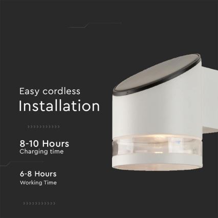 LED Napelemes érzékelős fali lámpa LED/1W/3,7V IP54 3000K 1200 mAh fehér