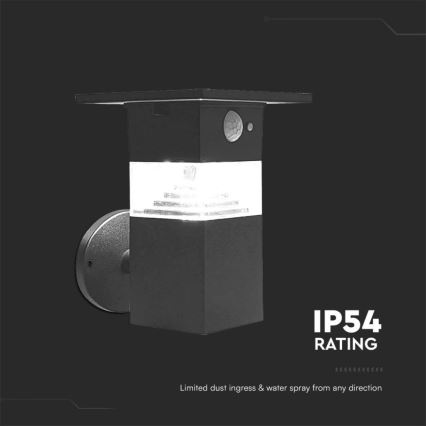 LED Napelemes érzékelős fali lámpa LED/2,5W/3,7V IP54 3000K 2200 mAh