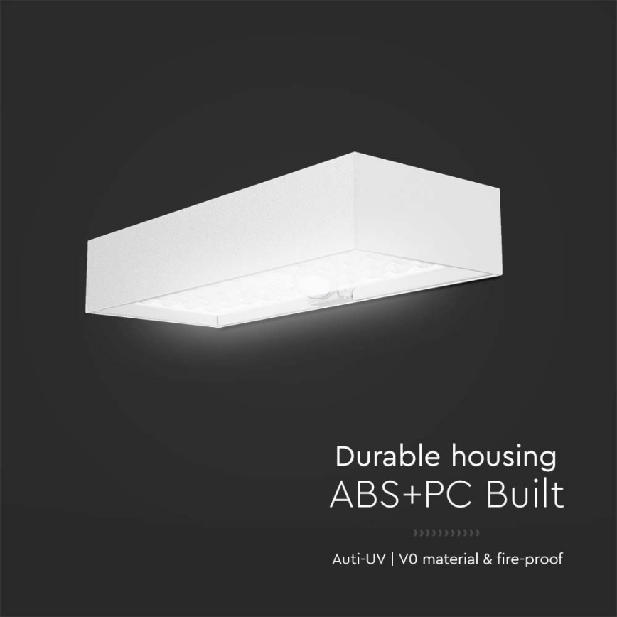 LED Napelemes érzékelős fali lámpa LED/6W/3,7V IP65 4000K 3000 mAh fehér