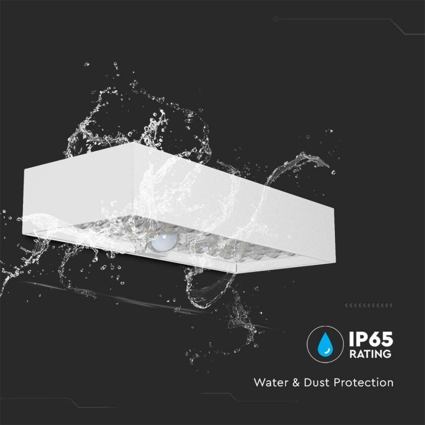 LED Napelemes érzékelős fali lámpa LED/6W/3,7V IP65 4000K 3000 mAh fehér