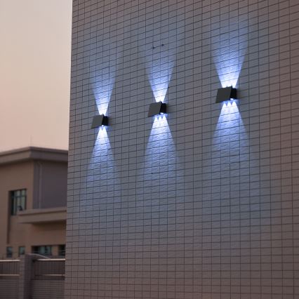 LED Napelemes fali lámpa ALF LED/4W/1200 mAh 6000K IP54 fekete