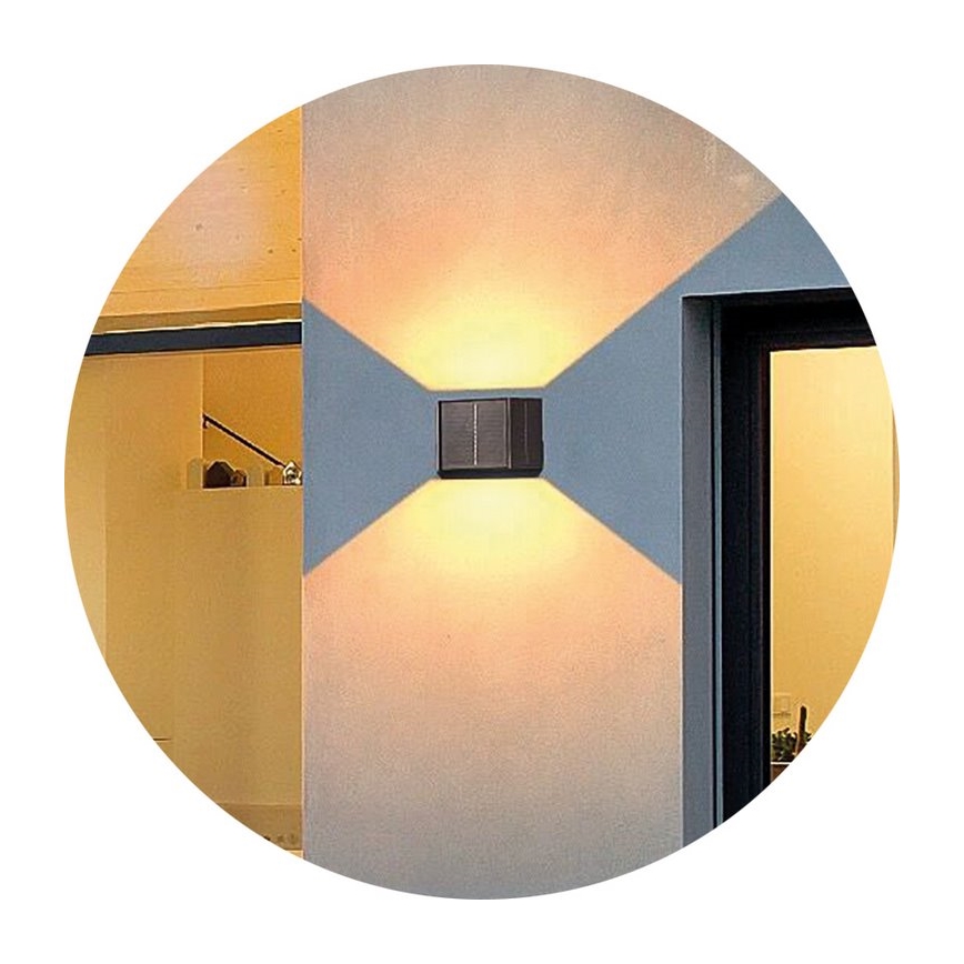 LED Napelemes fali lámpa CUBUS 2xLED/1,5W/3,7V 1500 mAh IP54