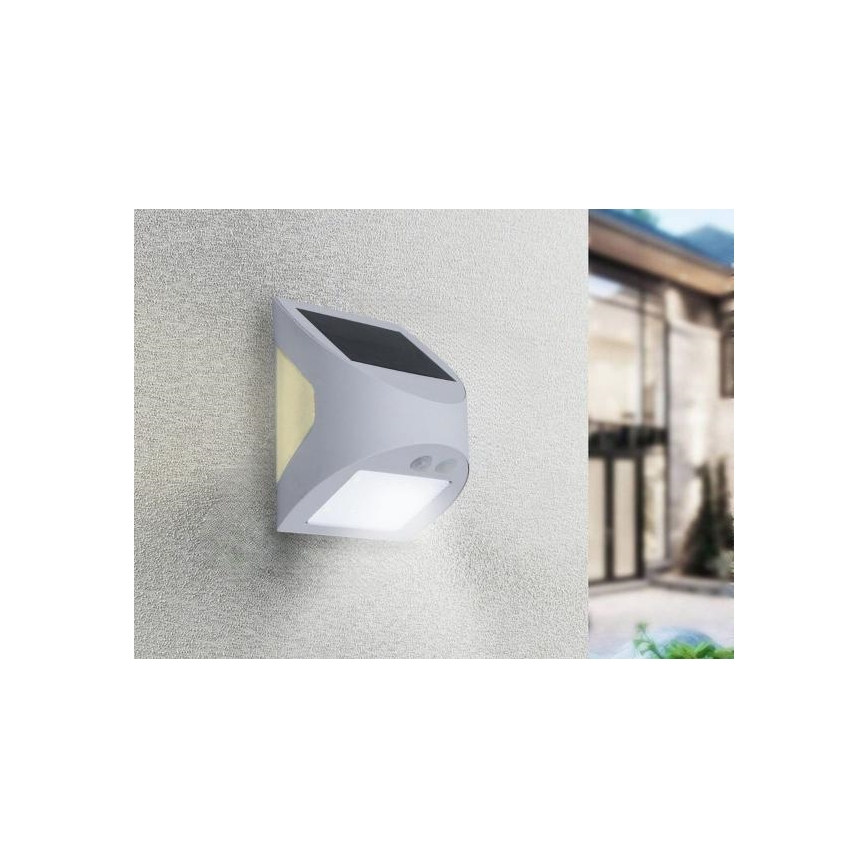 LED napelemes fali lámpa érzékelővel LED/3W/3,7V 3000/4000K 1200 mAh IP54 fehér