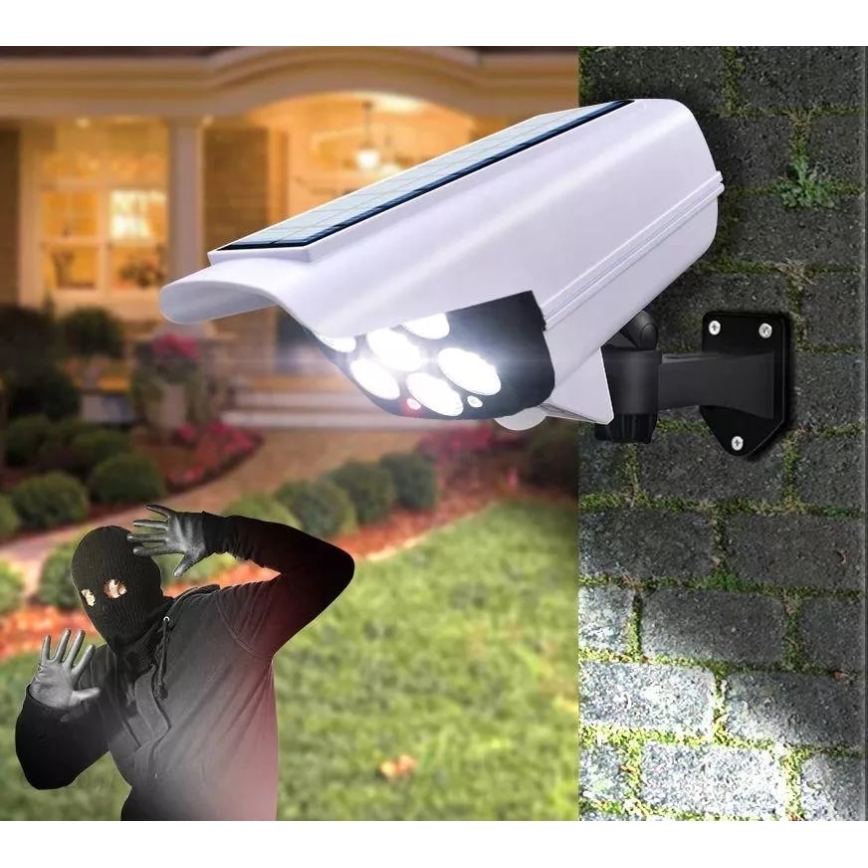 LED napelemes biztonsági kamera makett érzékelővel KAMERA LED/1W/3,7V 1200 mAh IP44 + távirányító
