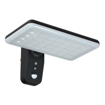LED napelemes fali lámpa érzékelővel LED/15W/3,2V 4000K/6000K IP65 6000 mAh fekete