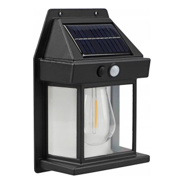 LED napelemes fali lámpa érzékelővel LED/3,7V 600 mAh IP44 fekete