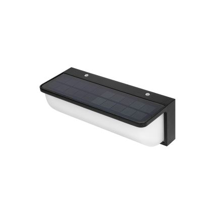 LED napelemes fali lámpa mozgás- és alkonyatérzékelővel LED/3W/3,7V IP54 1500 mAh fekete