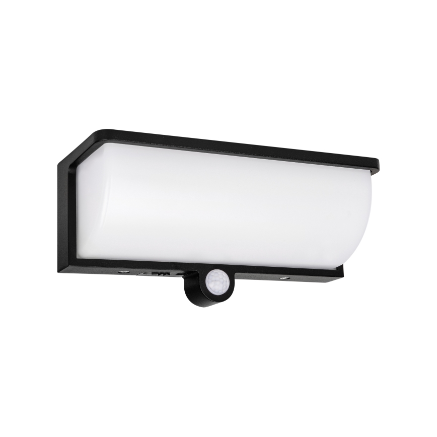 LED napelemes fali lámpa mozgás- és alkonyatérzékelővel LED/3W/3,7V IP54 1500 mAh fekete