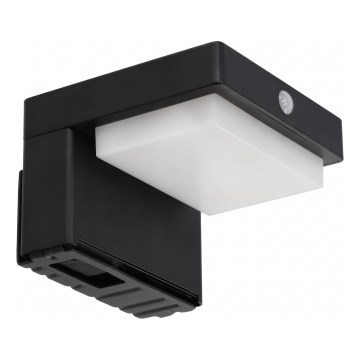 LED napelemes fali lámpa érzékelővel LED/5W/3,7V 2000 mAh IP44 fekete
