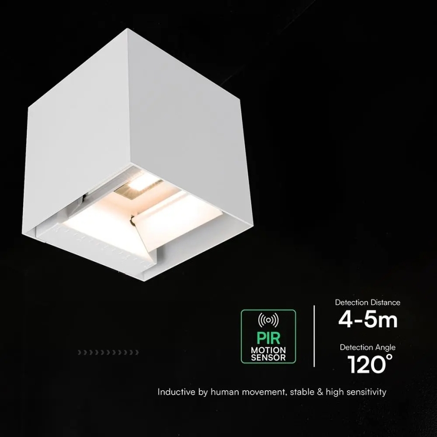 LED napelemes fali lámpa érzékelővel LED/9W/3,7V 3000/4000/5000K IP65 2600 mAh fehér