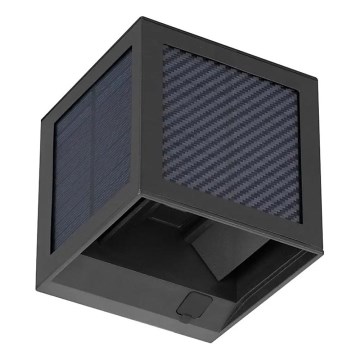 LED napelemes fali lámpa érzékelővel LED/9W/3,7V 3000/4000/6000K IP65 2600 mAh fekete