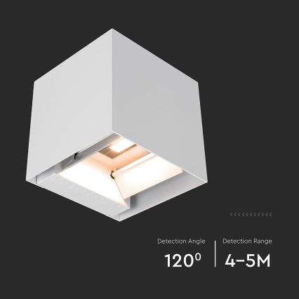 LED napelemes fali lámpa érzékelővel LED/9W/5V 3000/4000/5000K IP65 2600 mAh fehér