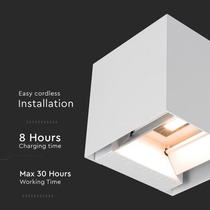 LED napelemes fali lámpa érzékelővel LED/9W/5V 3000/4000/5000K IP65 2600 mAh fehér