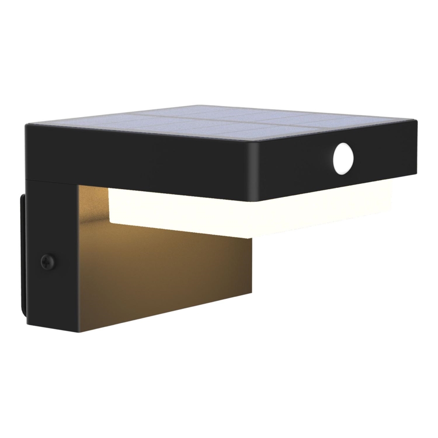 LED napelemes fali lámpa érzékelővel MALI LED/4,5W/3,7V 2000 mAh IP44 fekete