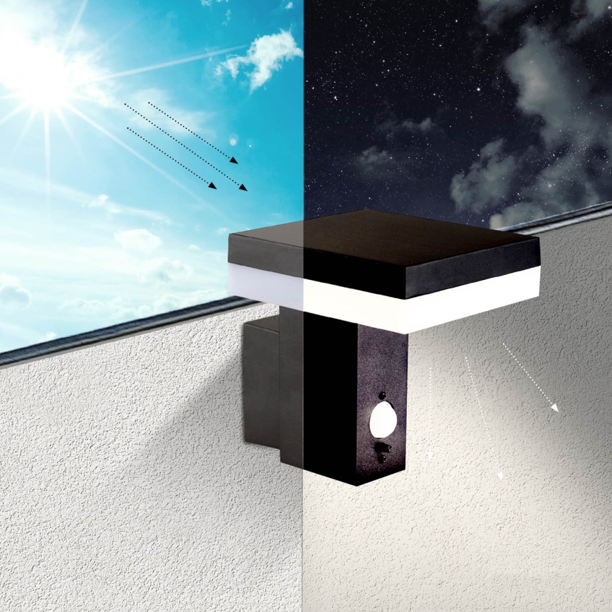 LED napelemes fali lámpa érzékelővel SOLARIS2 LED/5,5W/3,7V 4000K IP44 2600 mAh