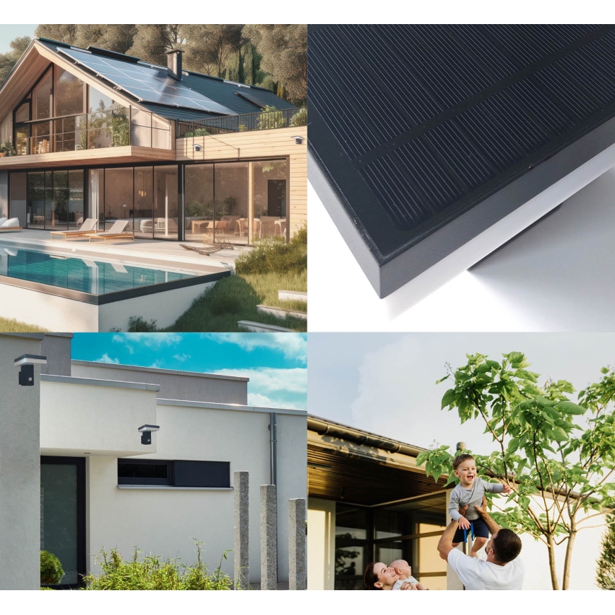 LED napelemes fali lámpa érzékelővel SOLARIS2 LED/5,5W/3,7V 4000K IP44 2600 mAh