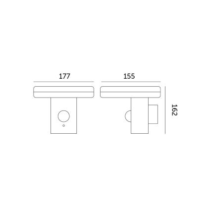 LED napelemes fali lámpa érzékelővel SOLARIS3 LED/5,5W/3,7V 4000K IP44 2600 mAh
