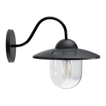 LED Napelemes fali lámpa LED/0,5W/1,2V 600 mAh IP44 fekete