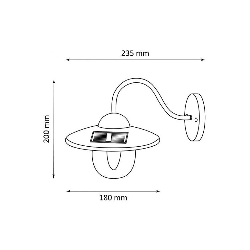 LED Napelemes fali lámpa LED/0,5W/1,2V 600 mAh IP44 fekete