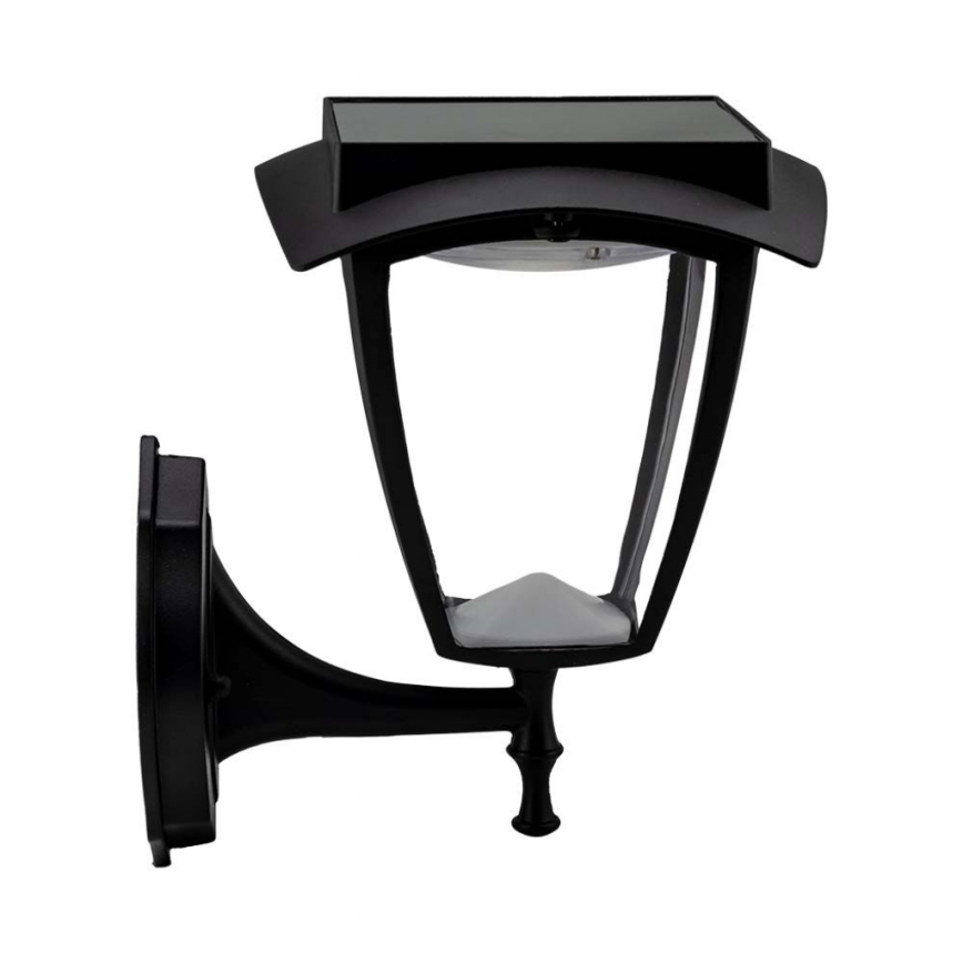 LED napelemes fali lámpa LED/2W/3,7V 3000/6000K IP65 2200 mAh fekete